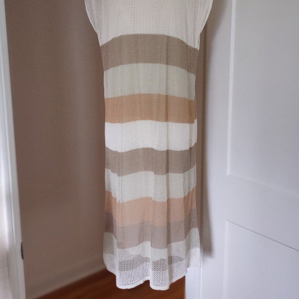 ZARA Womens Stripped Knit Mesh Dress Tunic Tie Back - SMALL - Picture 5 of 10